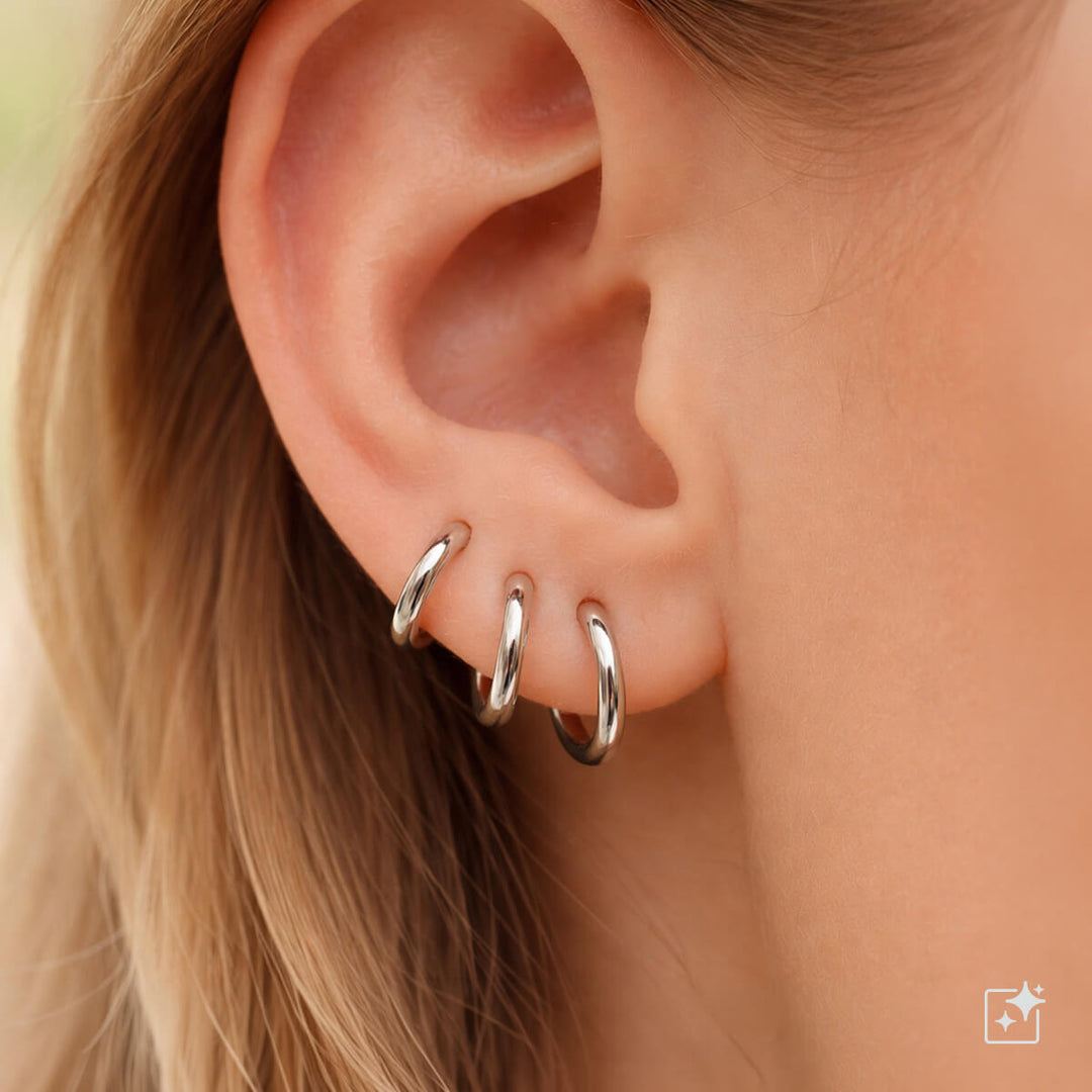 Kleine Ohrringe aus Stahl 12 mm (Stahl 316L)