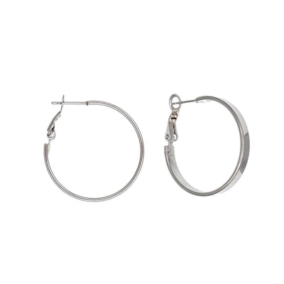 Flat steel earrings 4mm 3cm (Steel 316L)