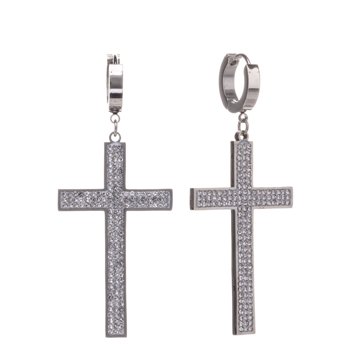 Large glittering cross earrings (Steel 316L)