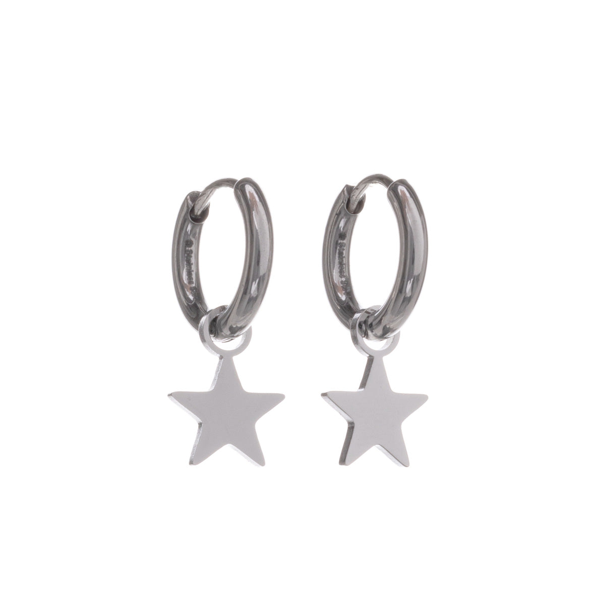 Star pendant earrings steel ring earrings