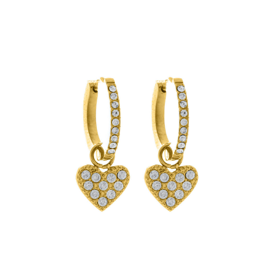 Sydänriipus korvarenkaat kivelliset rengas korvakorut (Teräs 316L)