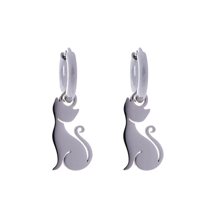 Cat pendant earrings earrings (Steel 316L)