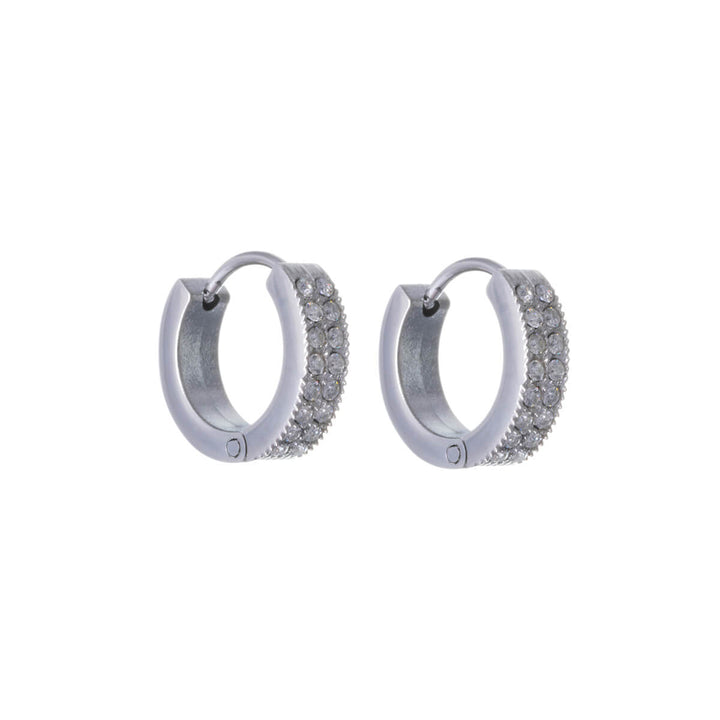 Zweireihige Strass-Ohrringe 13mm (Stahl 316L)