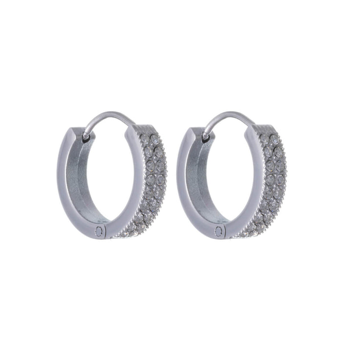 Double row rhinestone earrings 10mm (Steel 316L)