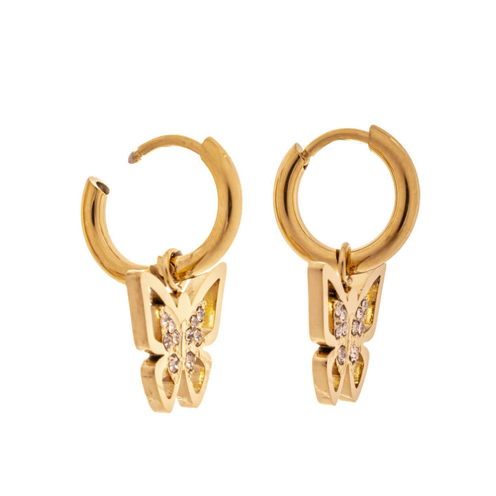 Stone butterfly pendant earrings (Steel 316L)