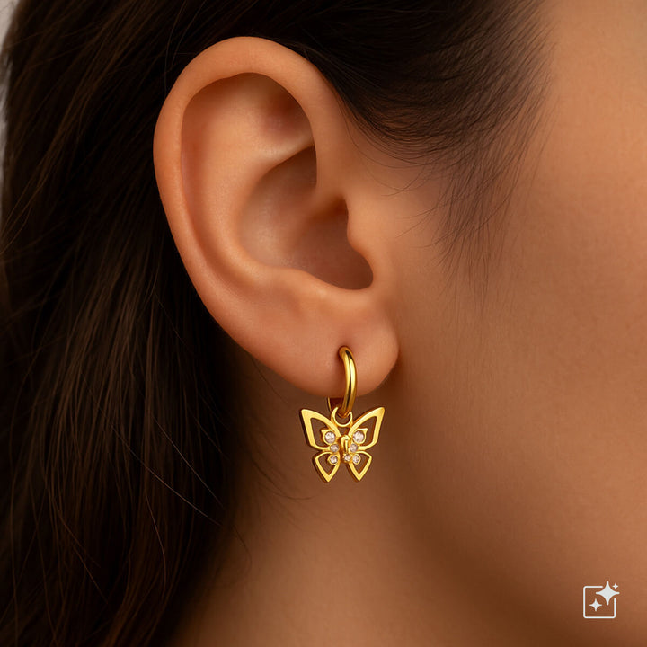 Stone butterfly pendant earrings (Steel 316L)