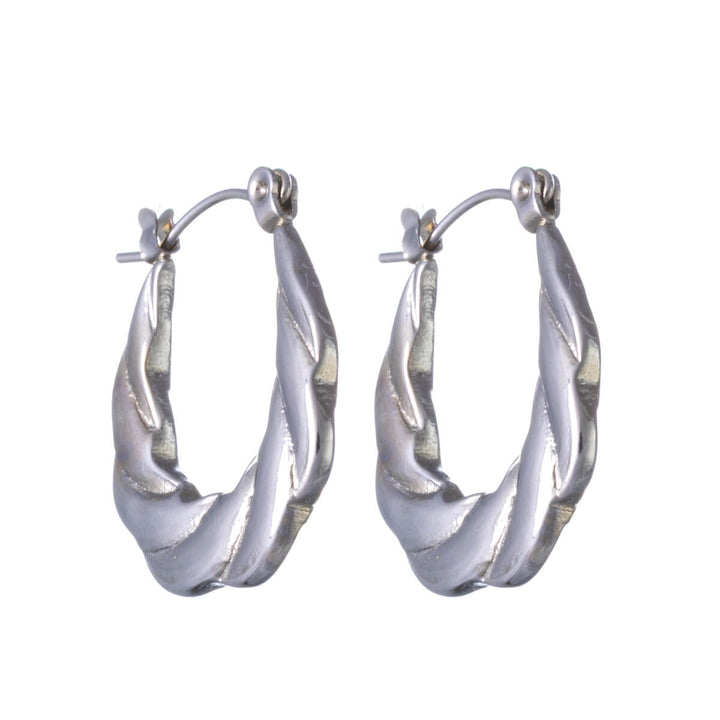 Textured steel earrings oval (Steel 316L)
