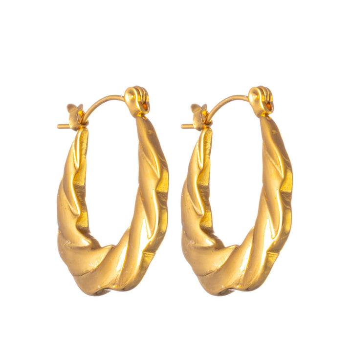 Textured steel earrings oval (Steel 316L)