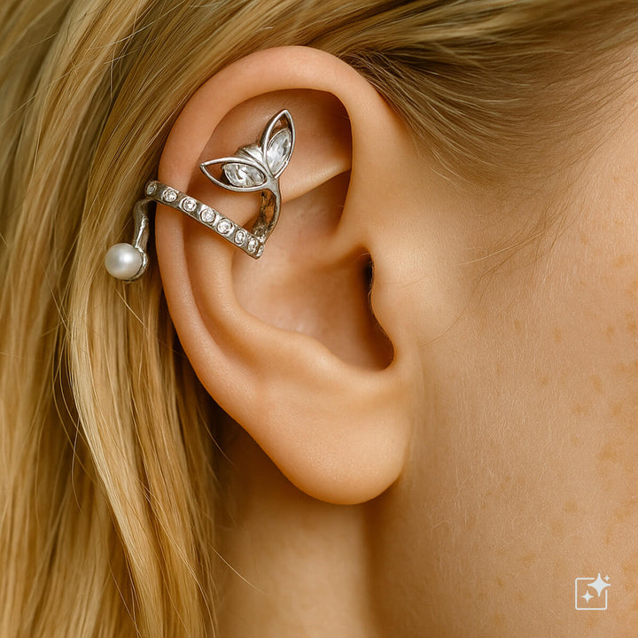 Kiertävä koristeltu rustokoru ear cuff