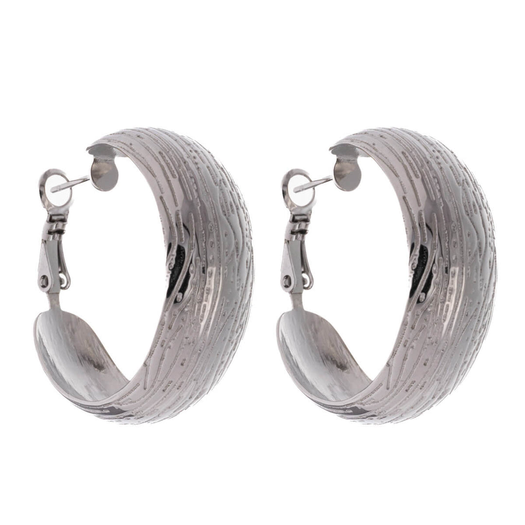 Textured wide earrings 3cm (Steel 316L)