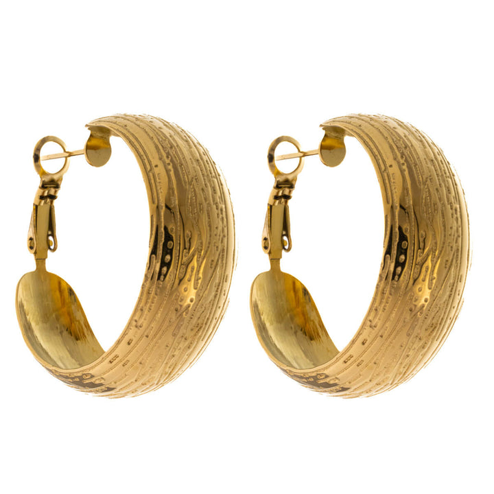 Textured wide earrings 3cm (Steel 316L)