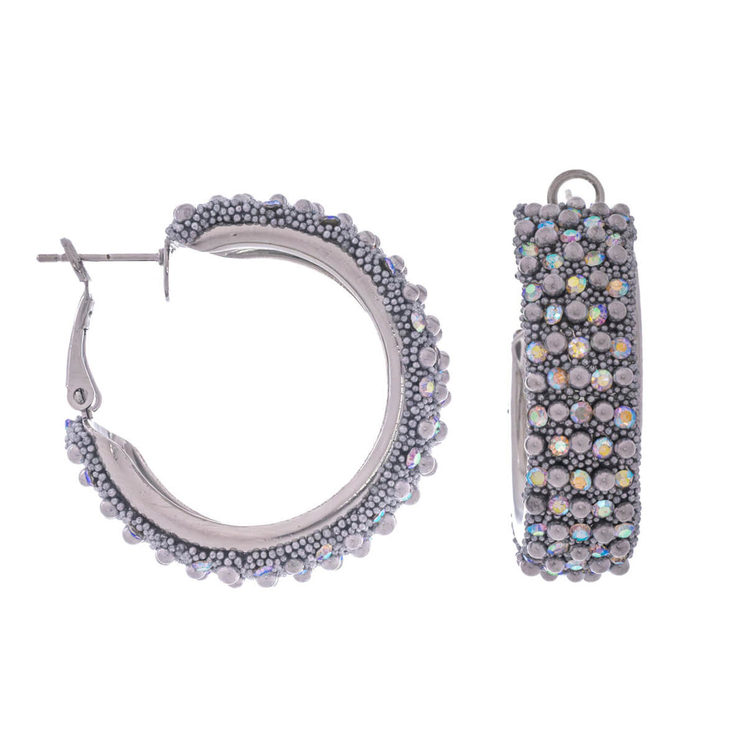 Wide sparkling earrings
