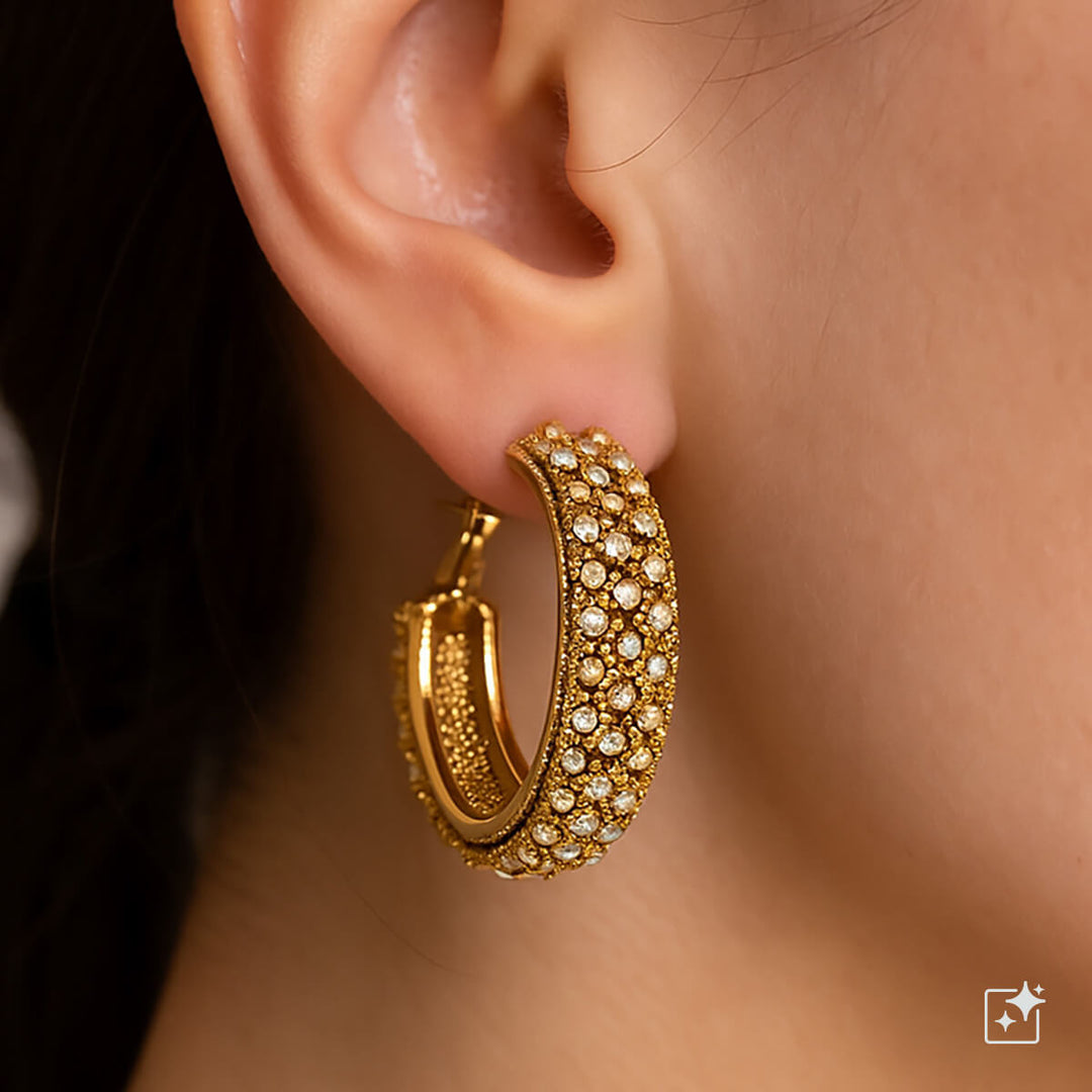 Wide sparkling earrings