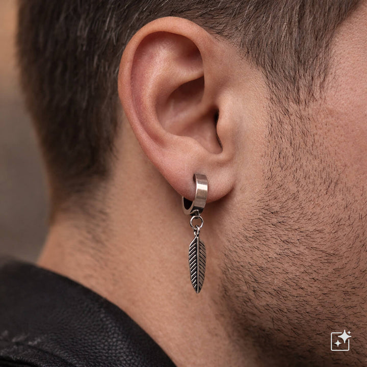 Örhänge med fjäderhänge – kirurgiskt stål (316L)