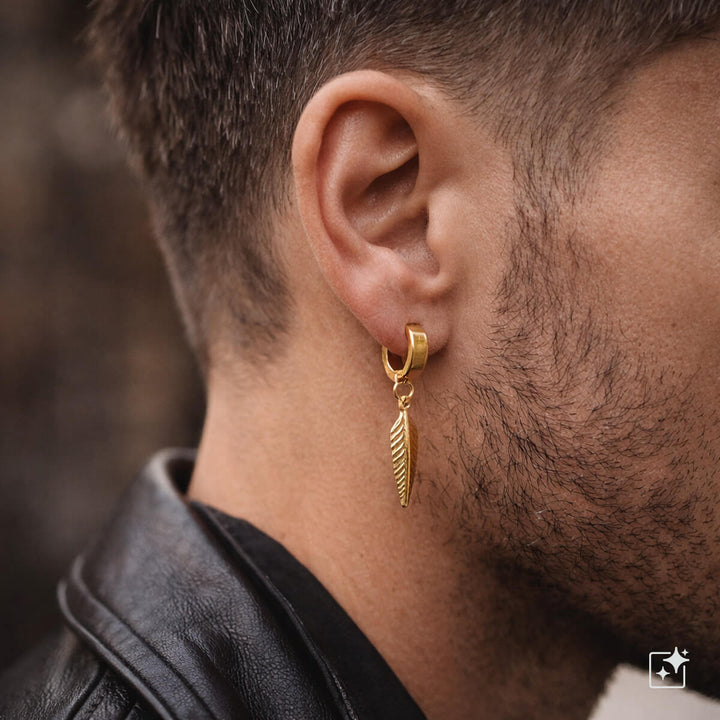 Örhänge med fjäderhänge – kirurgiskt stål (316L)