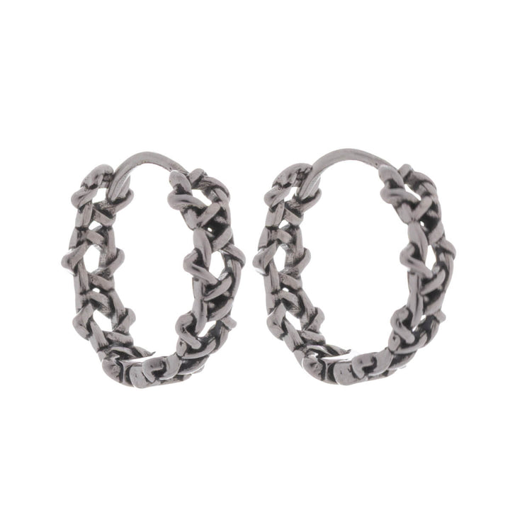 Geflochtene Ohrringe mit Stachelmuster, 12 mm – Chirurgenstahl (316L)
