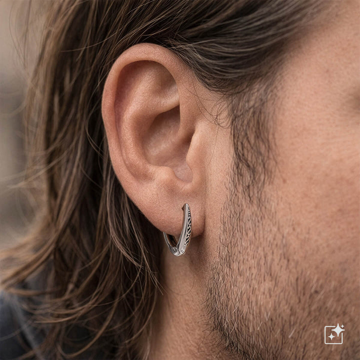 V-muotoinen korvarengas 8mm – Kuvioitu kirurginteräs (316L)