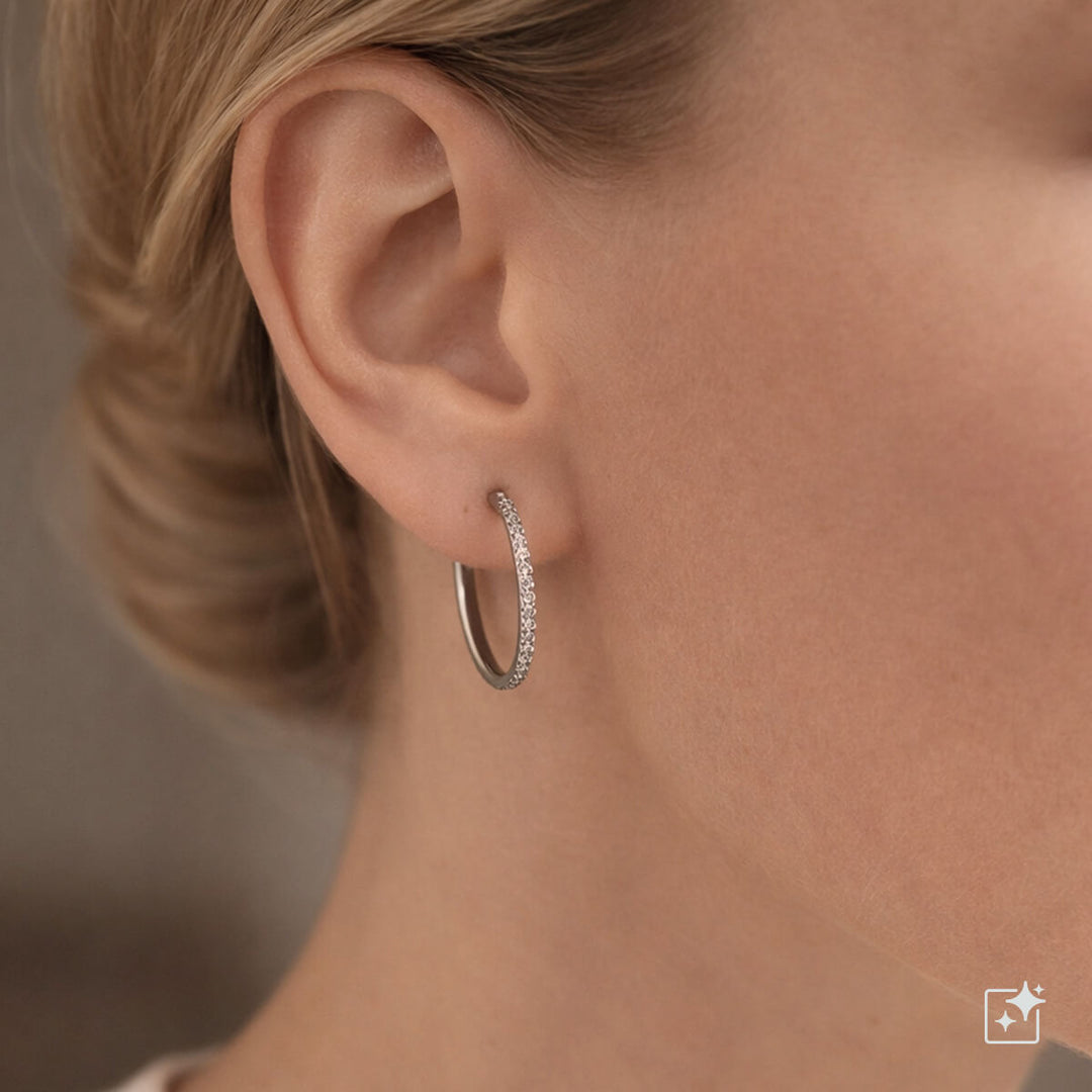 Titaani Zirkonia Korvarenkaat 2cm – Pavé (G23)