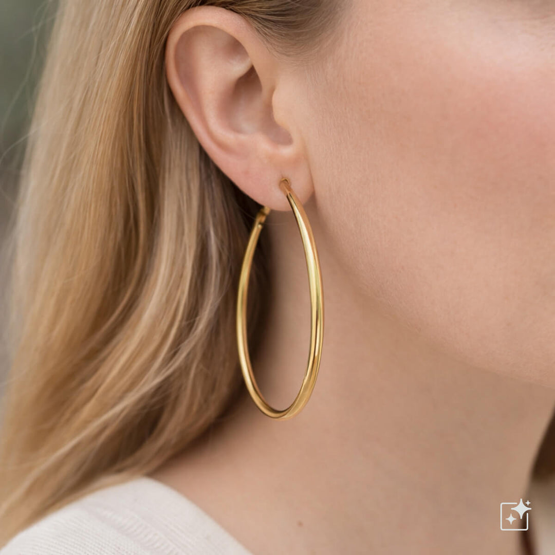 Isot pisaran muotoiset korvarenkaat – näyttävä design 6cm (Kirurginteräs 316L)