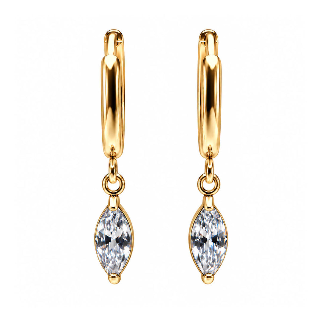 Delicate steel hoop earrings with a zirconia pendant (316L steel)