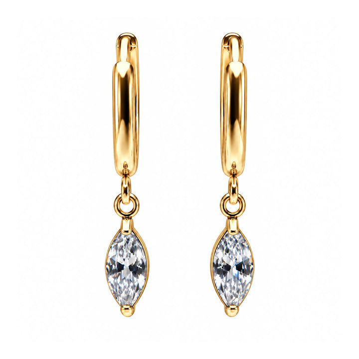 Delicate steel hoop earrings with a zirconia pendant (316L steel)