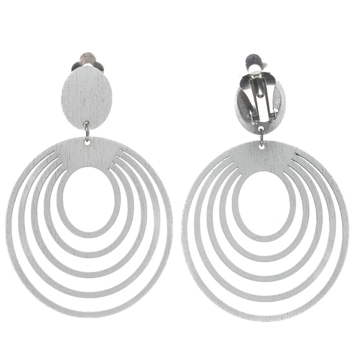 Wooden oval clip earrings (Steel 316L)