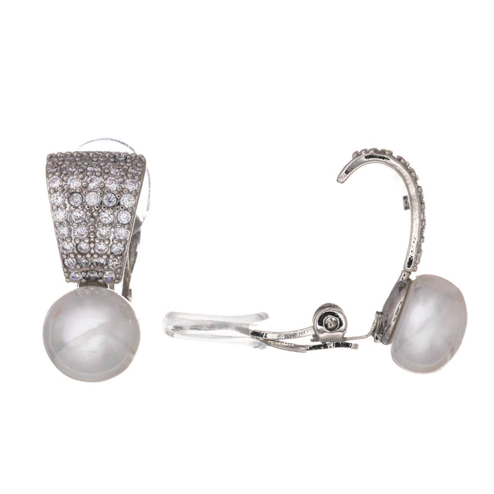 Zirkonia Bogen Perle Clip Ohrringe