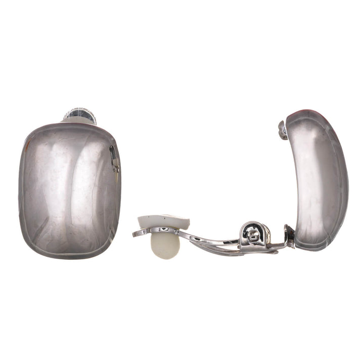 Spiegelnde rechteckige Clip-Ohrringe