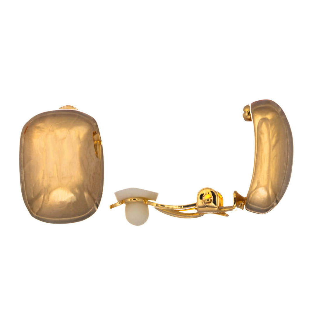 Spiegelnde rechteckige Clip-Ohrringe