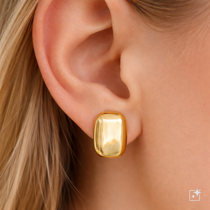 Spiegelnde rechteckige Clip-Ohrringe