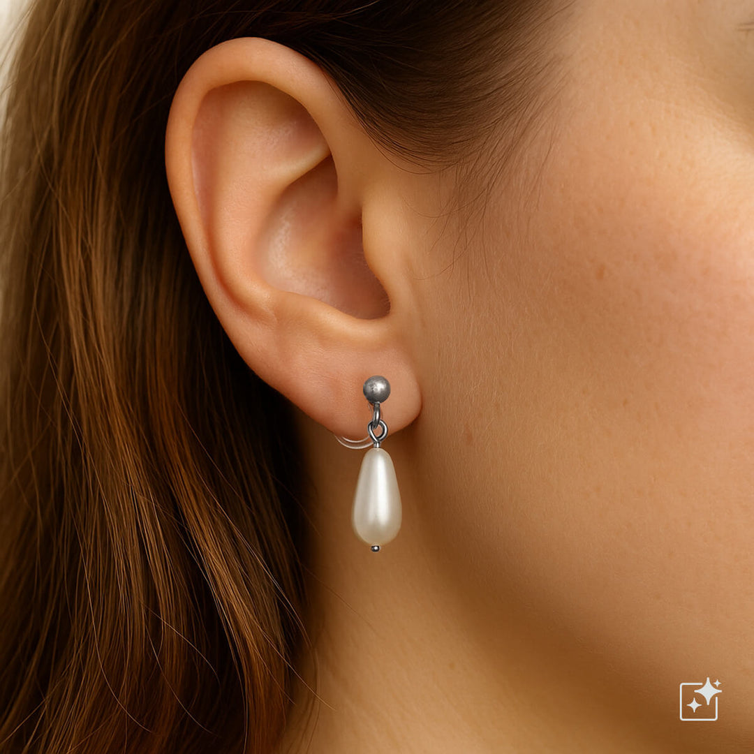 Hängende Perlenohrringe zum Anstecken