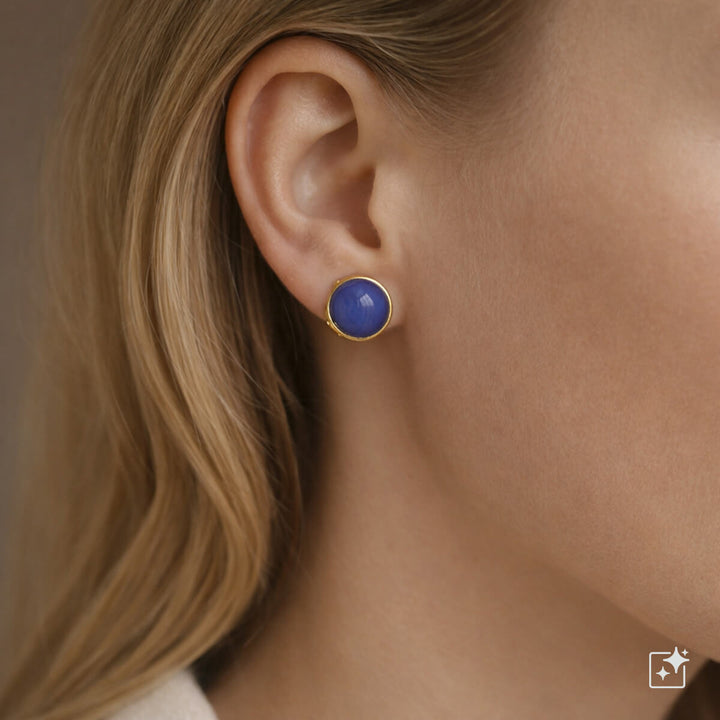 Round Clip-on earrings stone - surgical steel (316L)