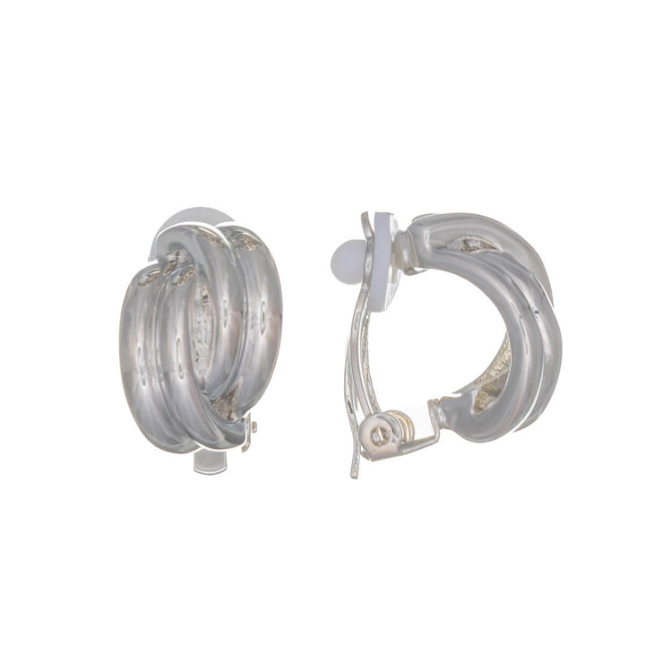 Curved, braided half-circle clip-on earrings