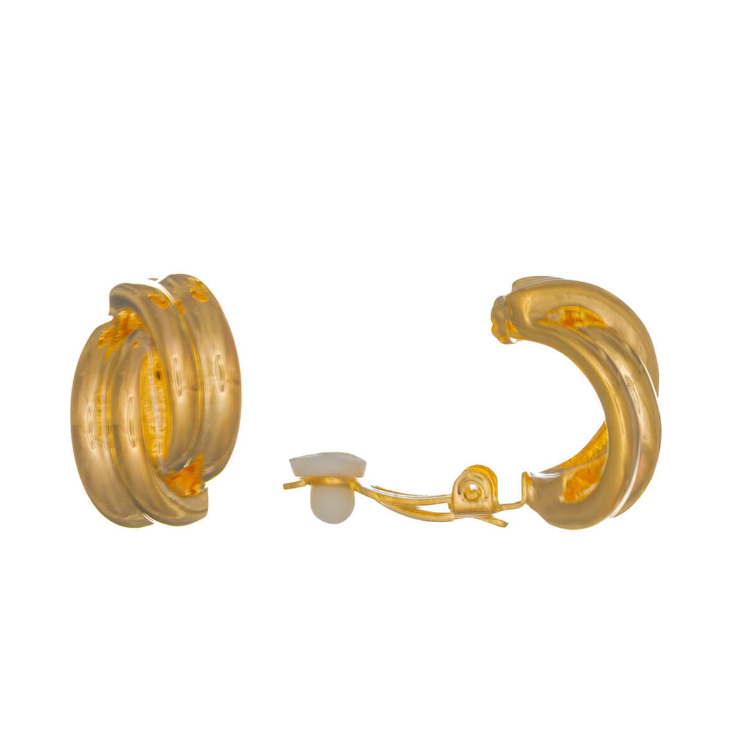 Curved, braided half-circle clip-on earrings