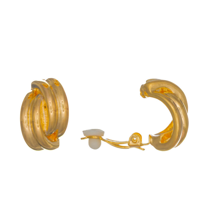 Curved, braided half-circle clip-on earrings