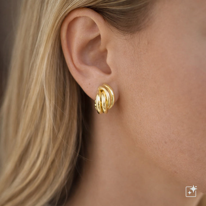 Curved, braided half-circle clip-on earrings