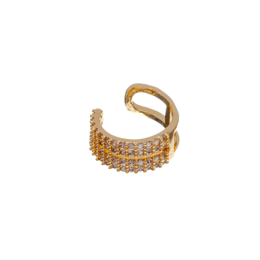 Zirkonia verzierter zweireihiger Rust-Ohrring Ear Cuff