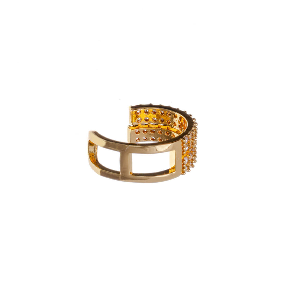 Zirkonia verzierter zweireihiger Rust-Ohrring Ear Cuff