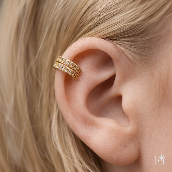 Zirkonia verzierter zweireihiger Rust-Ohrring Ear Cuff