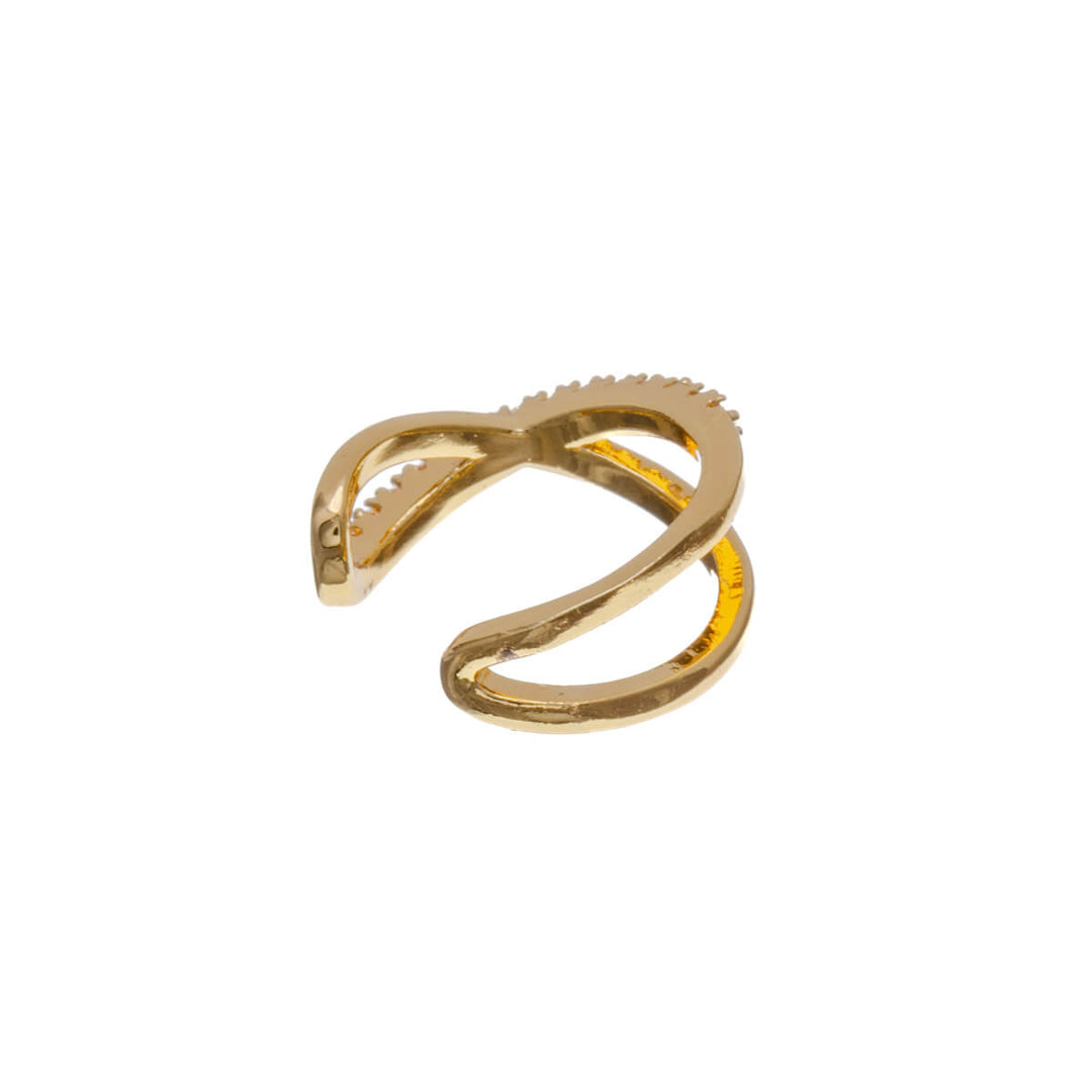 Zirconia decorated crisscross rustic ear cuff