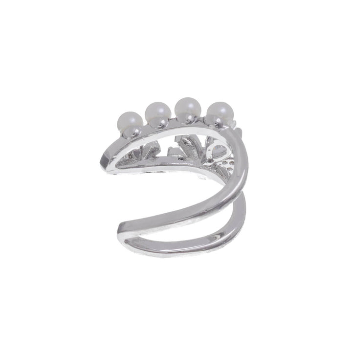 Zirconia flower ear cuff decorated with beads