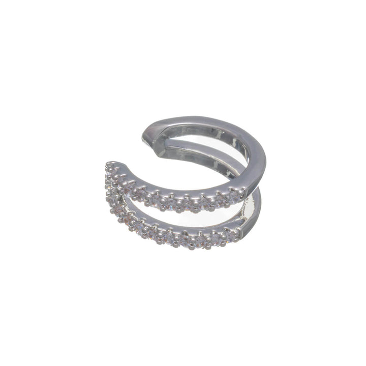 Double-row ear cuff with zirconia stones