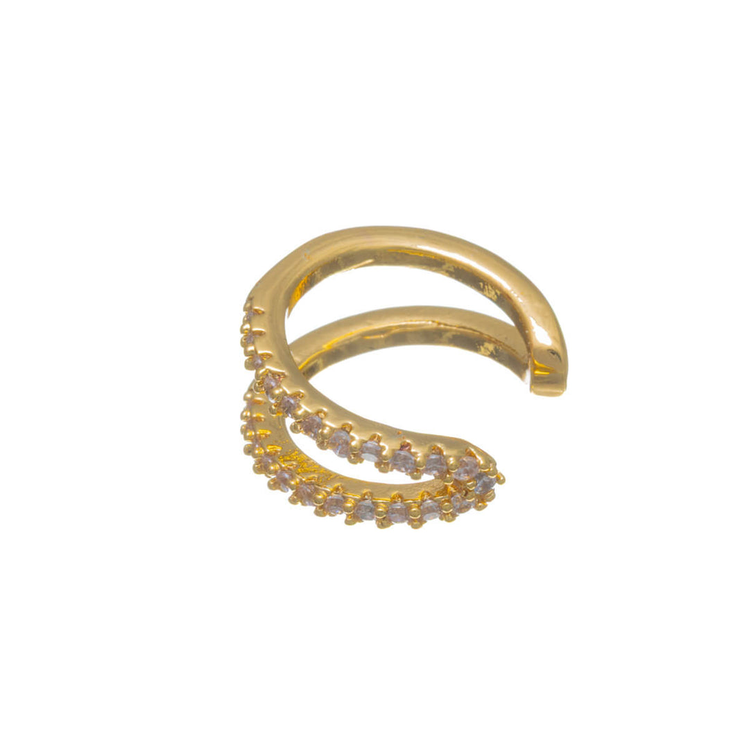 Double-row ear cuff with zirconia stones