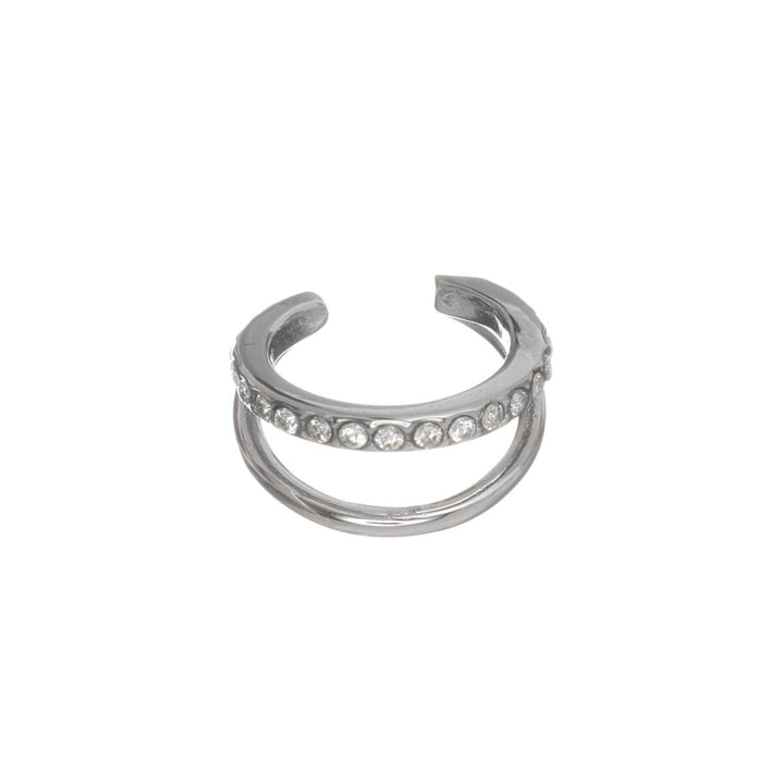 Zweireihiger Ear Cuff mit Zirkonia-Steinen (Edelstahl 316L)