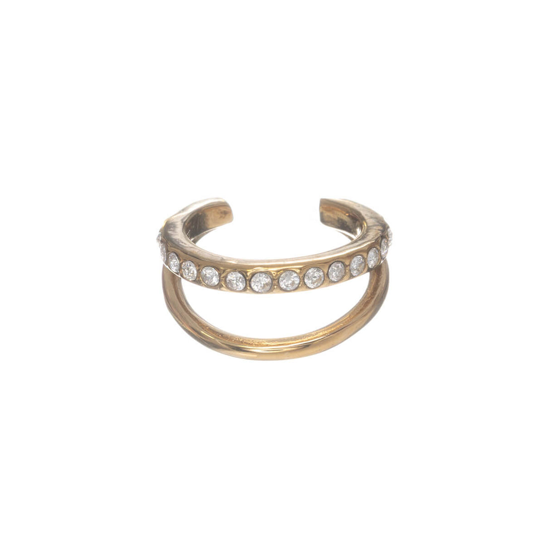 Zweireihiger Ear Cuff mit Zirkonia-Steinen (Edelstahl 316L)
