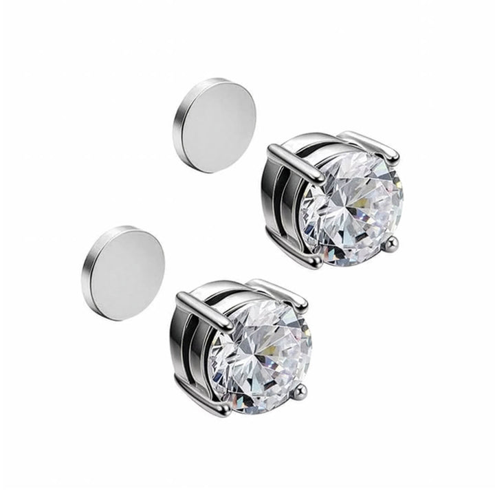 Round zirconia magnet earrings 6mm (steel 316L)