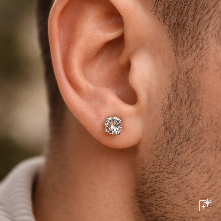 Runde Zirkonia-Magnet-Ohrringe 6mm (Stahl 316L)