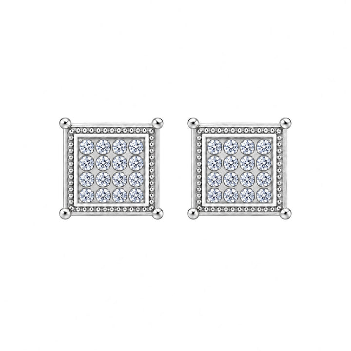 Monikivelliset neliö zirkonia magneetti korvakorut 9mm (Teräs 316L)