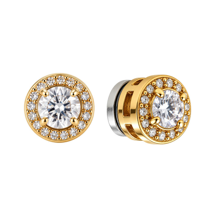 Pyöreät zirkonia halo magneetti korvakorut 8mm (Teräs 316L)