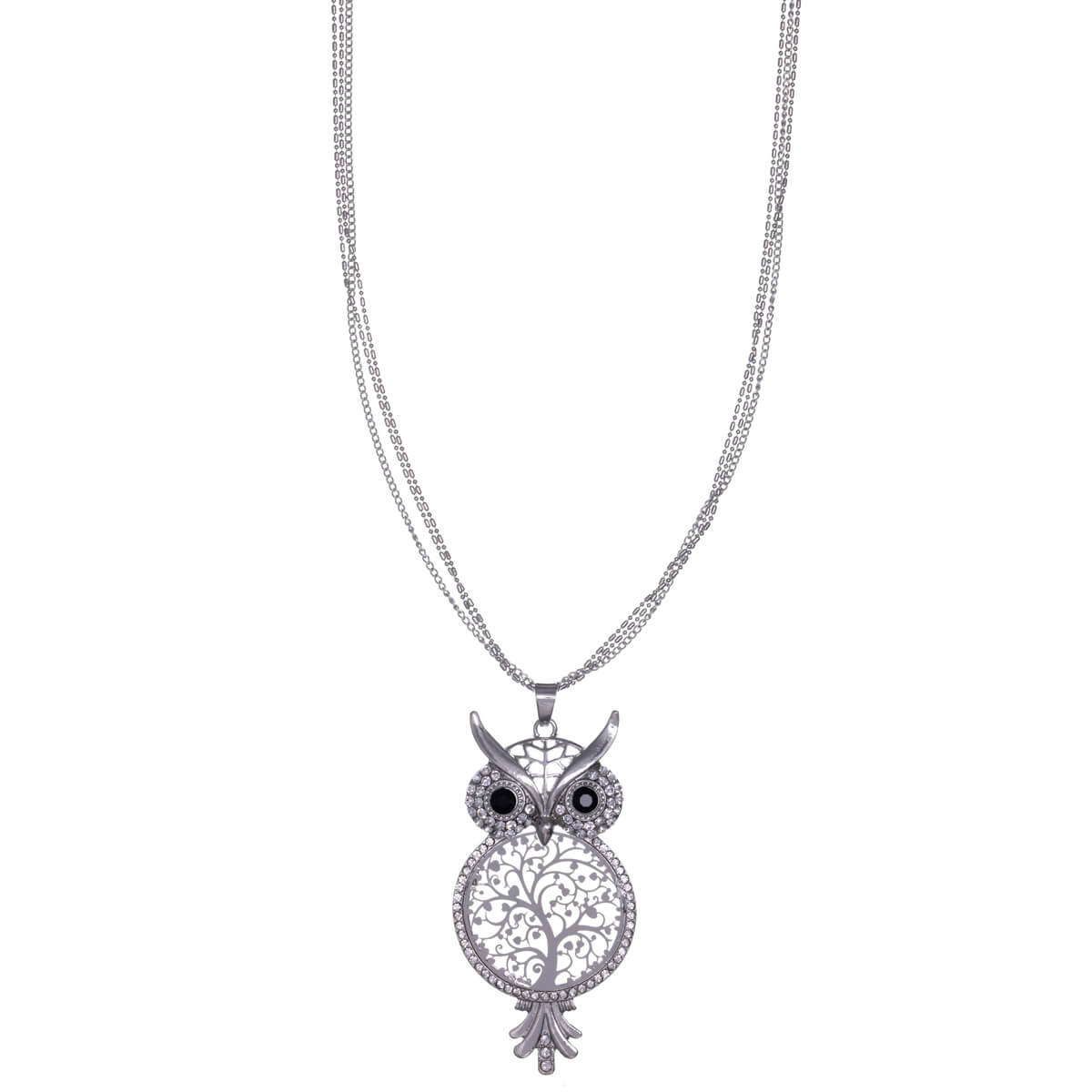 Owl necklace with three chains 70cm